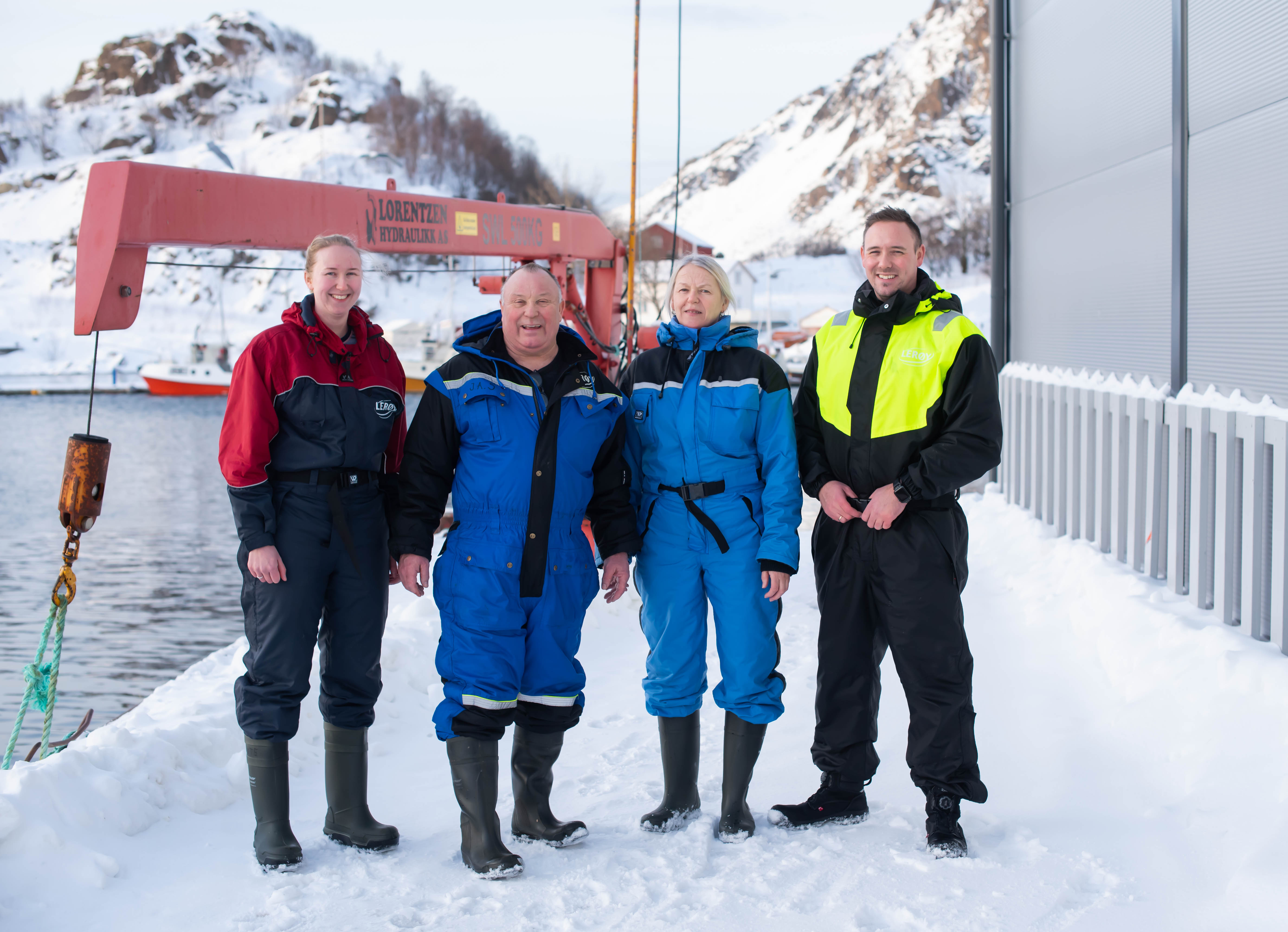 The family Skog at the factory in Skårvågen